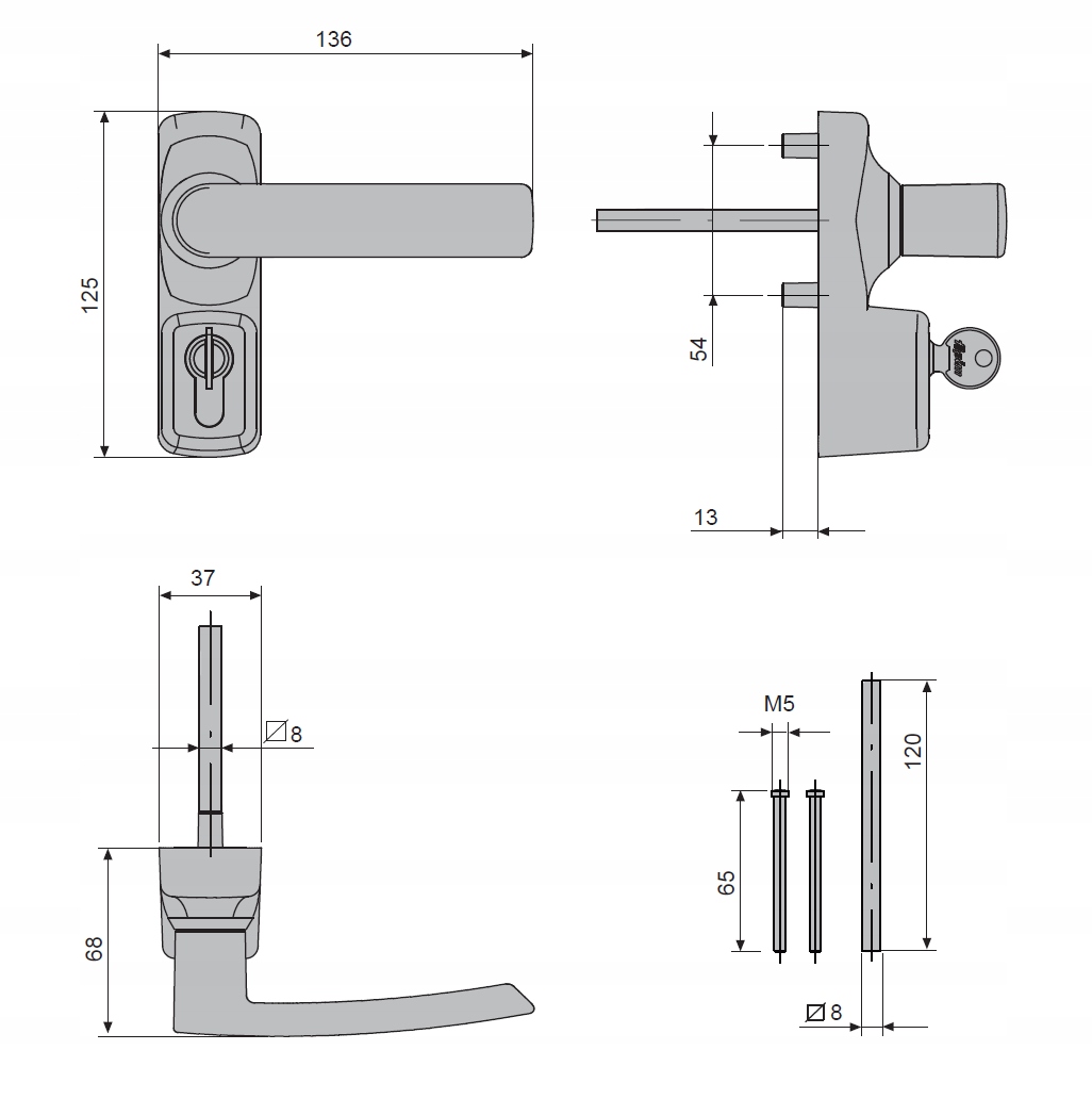 Схема установки антипаника накладного типа fapim на алюминиевую дверь ...
