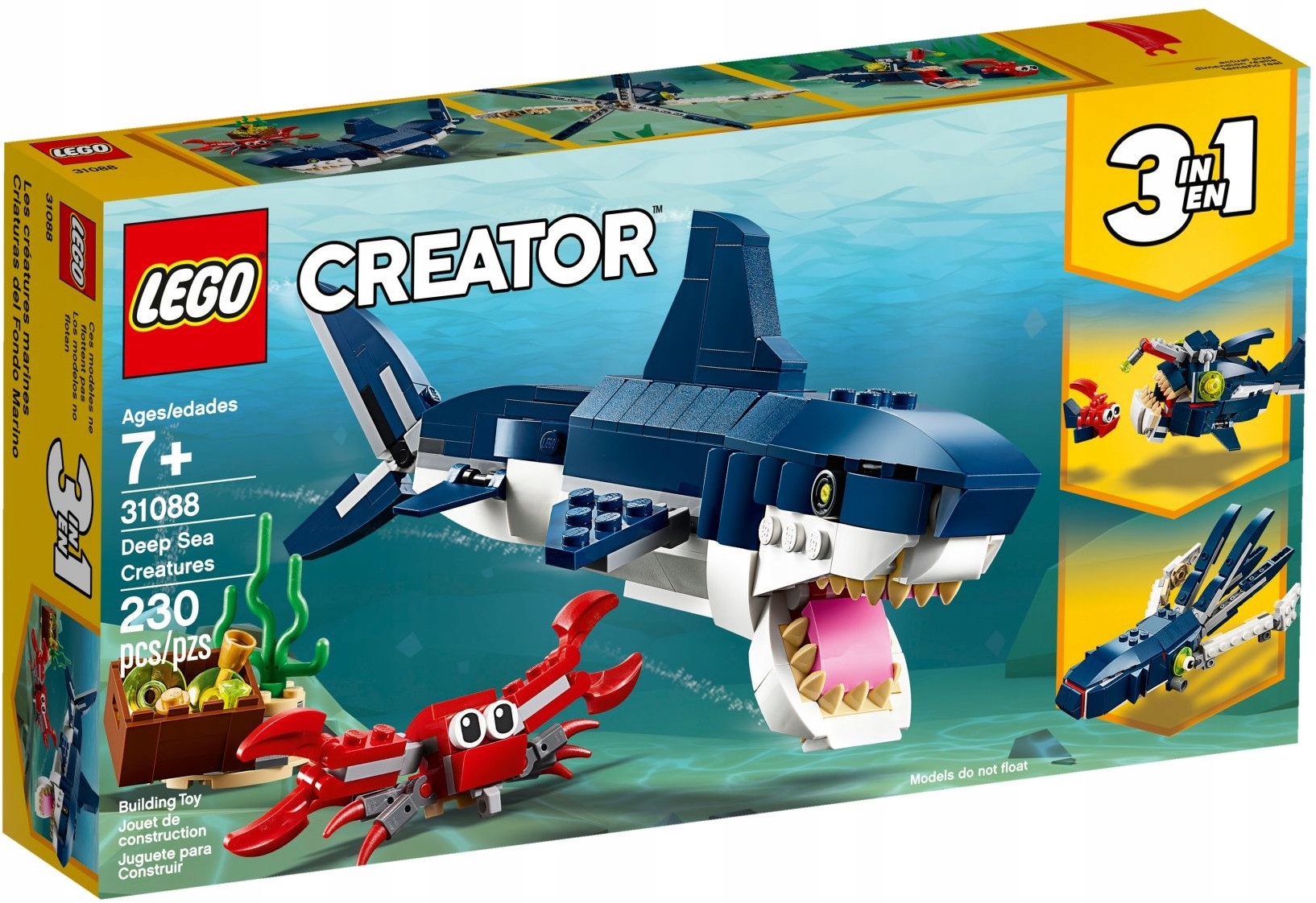 Creator 3 in 1. Лего creator 31088. Лего креатор акула. Конструктор LEGO creator 31088 обитатели морских глубин. Лего креатор акула 31088.