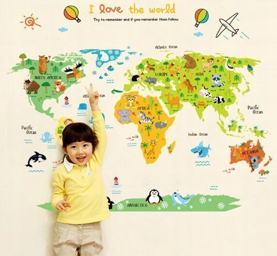 Обои в виде карты мира в детскую