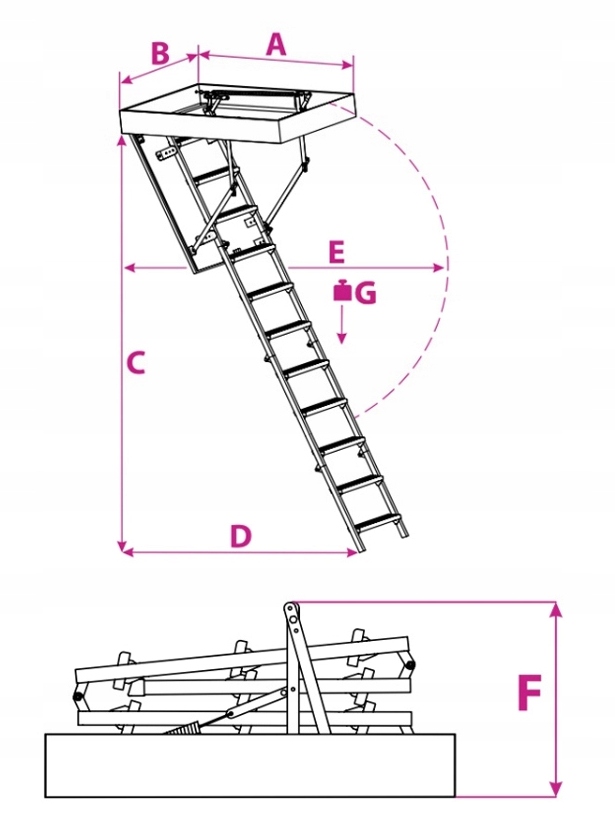 Чертеж складной лестницы