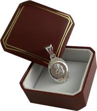 Серебряный кулон медальон с бриллиантами серебро 925