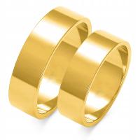 Великолепные золотые плоские обручальные кольца в 585 пробе