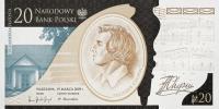 BANKNOT 20 ZŁOTYCH 2009 - FRYDERYK CHOPIN - UNC