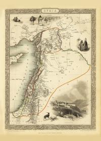 Сирия Израиль Иерусалим карта иллюстрированная 1851 г.
