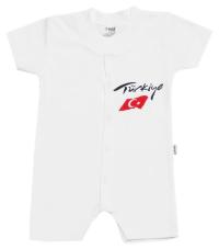 Biały rampers niemowlęcy krótki rękaw 100% BAWEŁNA j.nowy 56-62 0-3m