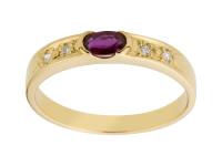 Желтое золото кольцо с Рубином и 4 бриллиантами
