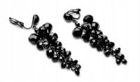 Długie Bogate Klipsy Czarne Kiara Czeskie Szkło Szlifowane Jablonex