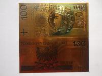 100 ZŁOTYCH - JAGIEŁŁO - banknot pozłacany+ kolor