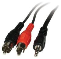 Lanberg CA-MJRC-10CC-0002-BK kabel audio 0,2 m 3.5mm 2 x RCA Czarny, Czerwony, Biały