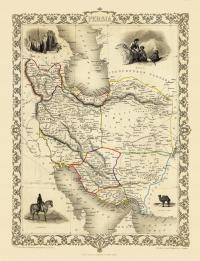 Иран Персия Исфахан карта иллюстрированная Таллис 1851