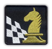 Нашивка-шахматы, шахматная доска и лошадь, злотый вышивка