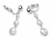 Klipsy z Pereł Stopniowane Perełki Białe Polerowane Wiszące Krótkie Czeskie