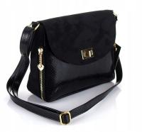 Salvare Efektowna torebka listonoszka Wąż Lakier Zamsz Polska Produkcja