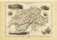 Швейцария Берн карта иллюстрированная 1851 г. Холст