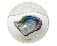 2009 PALAU $ 5 СЕРЕБРЯНЫЙ КРЕМОВЫЙ ЖЕМЧУГ С ПЕРЛАМУТРОМ