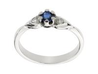 КОЛЬЦО из БЕЛОГО ЗОЛОТА с 2 БРИЛЛИАНТАМИ и сапфировым покрытием