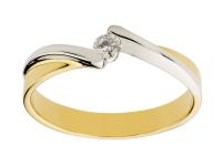 Двухцветное Золотое кольцо 585 Бриллиант 0.09 ct