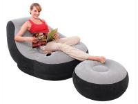 КРЕСЛО НАДУВНОЙ ХРОМ ПУФ ПОДСТАВКА ДЛЯ НОГ INTEX