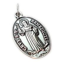 Медальон Святого Бенедикта из окисленного серебра 925