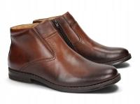 Sztyblety Męskie Trzewiki Ocieplane Kozaki Zimowe Skóra 282 Brązowy