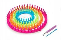 Krosno dziewiarskie do robienia czapek, szalików, 4 obręcze + igła i haczyk