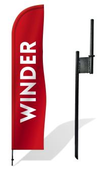 Рекламный флаг летающий 350 см баннер Winder Base Sticked Design