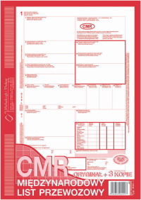 CMR międzynarodowy list przewozowy numerowany oryginał + 3 kopie A4 800-1N