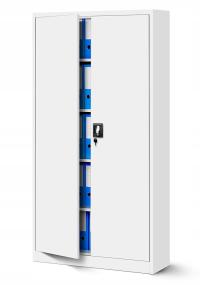 Szafa biurowa metalowa Jan Nowak 185 cm biała aktowa z regulowanymi półkami