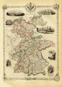 ГЕРМАНИЯ, Кельн, Дрезден карта иллюстрированная Таллис 1851