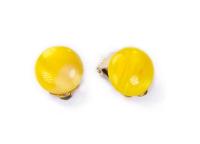 Kiara Małe Klipsy Żółte Na Uszy Okrągłe Czeskie Markowe Szklane Do Swetra