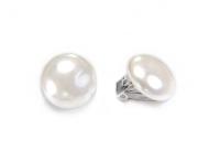 KLIPSY PERŁY ECRU NA USZY PERŁOWE OKRĄGŁE Z PERŁĄ KREMOWE SZKŁO CZESKIE