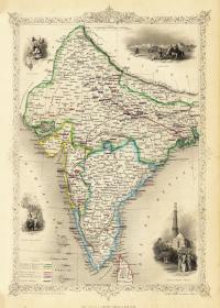 Индия Дели Лахор карта иллюстрированная Таллис 1851