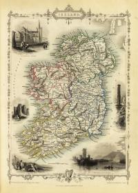 Ирландия Дублин Лимерик карта иллюстрированный холст