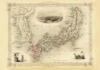 Япония Корея карта иллюстрированная Таллис 1851 г.