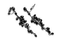 Klipsy Czarne Długie Wiszące Kryształy Na Studniówkę Efektowne Grona Modne