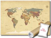 FOTOTAPETA FLIZELINA MAPA ŚWIAT VINTAGE 254x184