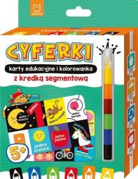 CYFERKI karty edukacyjne i kolorowanka z kredką Uczę się i koloruję 5+