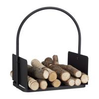 Stalowy kosz koszyk stojak na drewno czarny akcesoria kominkowe