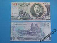 Banknot Korea Płn 5000 Won P-46 2002 ! UNC rzadszy