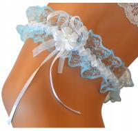 Свадебная подвязка синий белый с Цирконом синий синий HANDE MADE