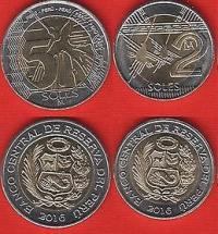 PERU 2 sol 2016 bimetal Kolibry z Nazca