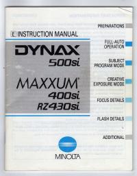 MINOLTA DYNAX 500 si, MAXXUM 400 si, RZ 430 si