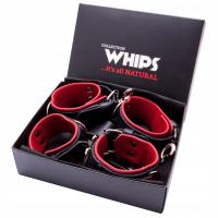 Kajdanki na ręce i na nogi skóra naturalna Whips czarny