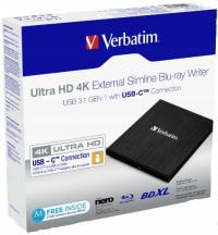 Nagrywarka Verbatim Blu-Ray Slimline Ultra HD 4K USB-C + MDISC