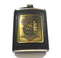 PIERSIÓWKA MYŚLIWSKI MOTYW STAL NIERDZEWNA CZARNA SKÓRA 250ML.