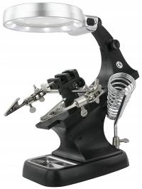 PRAKTYCZNA 3 TRZECIA RĘKA UCHWYT LUPA 10xLED