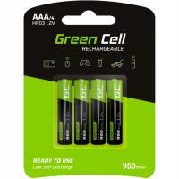 4x перезаряжаемые батарейки AAA R3 Green Cell Батареи 950mAh