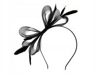 FASCYNATOR KOKARDA Z PIÓRAMI, STROIK DO WŁOSÓW na opasce czarny