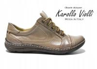 LaOla Piękne półbuty 100% skóra 501 kawa