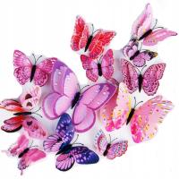3D наклейки на стену - бабочки бабочки розовый люкс